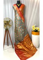 Kanjivaram Silk Sky Blue Traditional Wear Weaving Saree